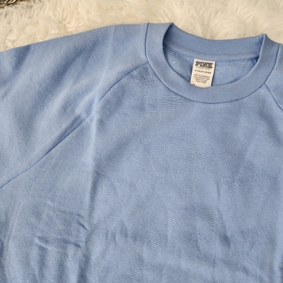 PINK Victoria's Secret FLEECE SHORT-SLEEVE CREWNECK SWEATSHIRT. Size XL. New. - Picture 4 of 10